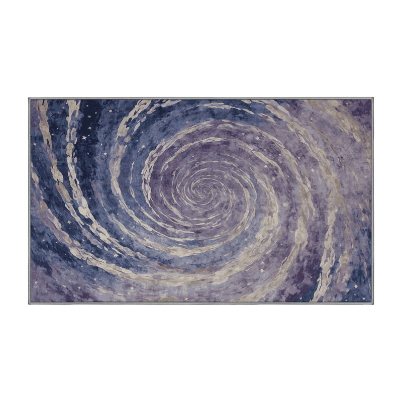 Machine Washable Purple Area Rug, Rectangle 7' x 9'