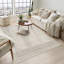 Washable Living Room Motif Traditional Area Rug – Soft Polypropylene Weaving, Low Pile, Non Slip Cotton Backing for Elegant Indoor Spaces, Beige-674607613