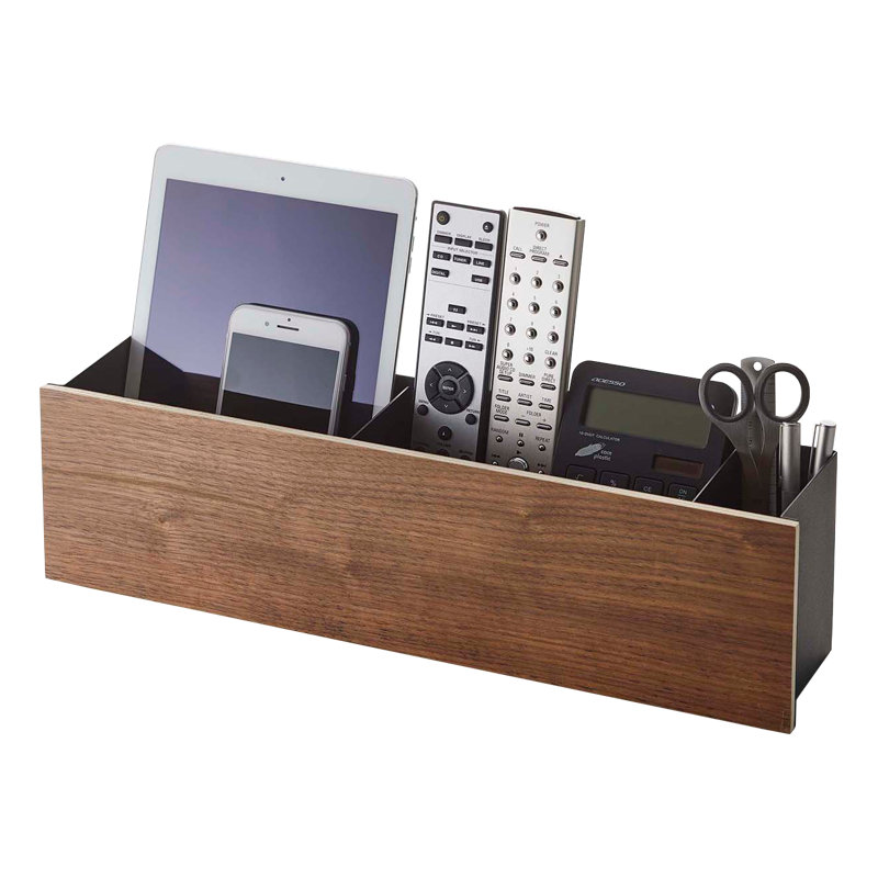 Large Walnut and Steel Desk Organizer with Dividers