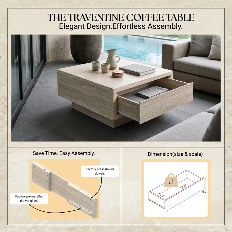  Caomhan Modern 31.5" W Square Coffee Table With Storage