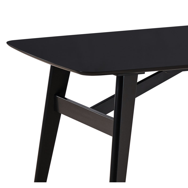 Table de salle à manger fixe noire avec placage en bois d'hévéa Limite de poids de 35 po de profondeur 71 po de largeur 30 po de hauteur et 100 lb