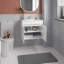 Meuble-lavabo flottant à deux portes Chaux, avec lavabo en résine et deux tablettes, rangement pour salle de bain, blanc-504370079