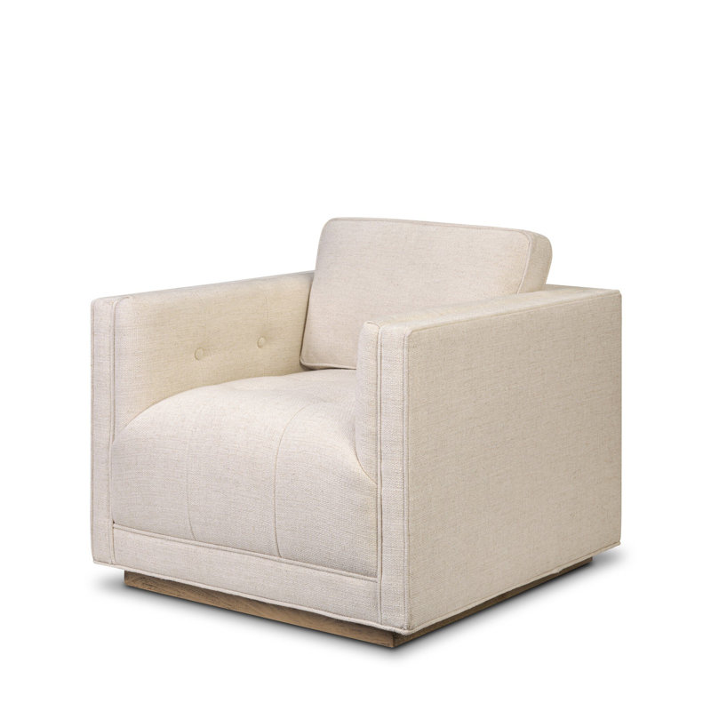 Kiera Swivel Chair-Amici Tobacco, Thames Cream Polyester Blend, Amber Oak