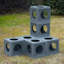 Enceinte d'extérieur pour chat avec portes à double entrée Catio, tablettes grimpantes grises, aire de jeu en bois de pin résistant aux intempéries avec 7 boîtes en bois combinées Freely