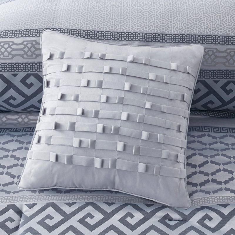 Ensemble d'édredon en jacquard 7 pièces grand bleu marine, Queen Comforter + 6 Additional Pieces