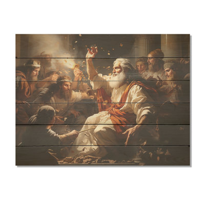 «Cleansing The Temple Of Christianity I» - Art mural en bois sur bois de pin naturel