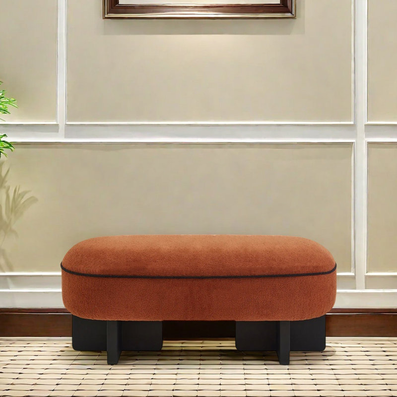 Banc en bois massif de velours, H 17,32 po x l 55,12 po x P 18,5 po