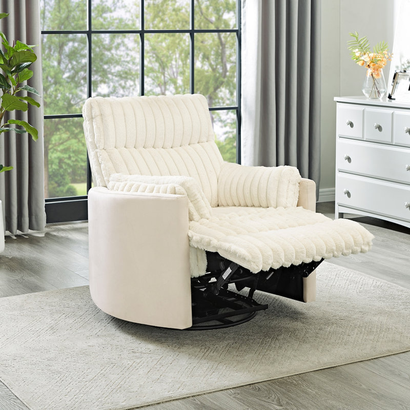 Fauteuil inclinable manuel en velours côtelé, Blanc