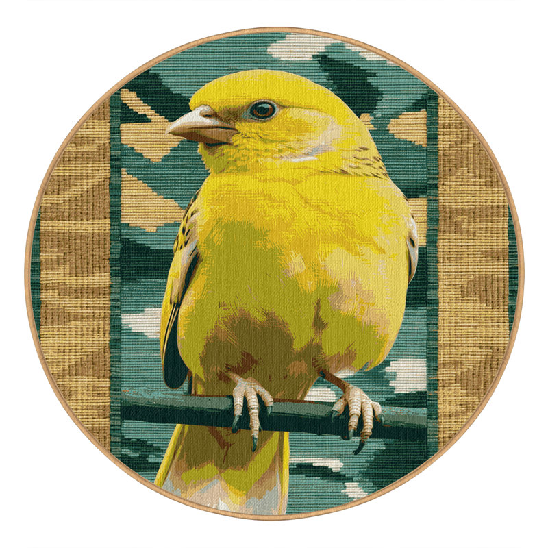  Tapis lavable jaune canari, Rond 3 pi