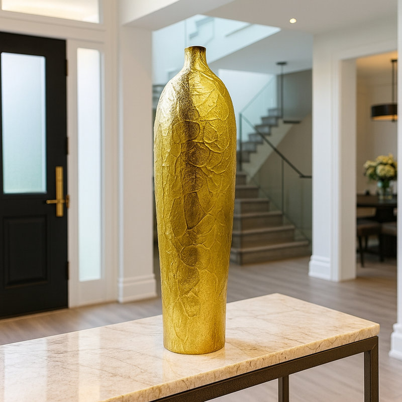 Khamiyah Handmade Aluminum Table Vase, Gold