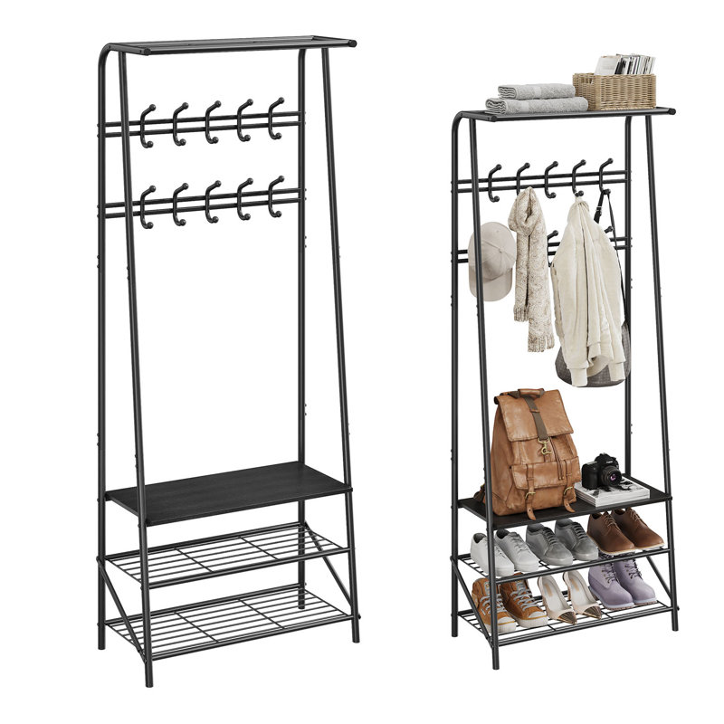 4-in-1 70'' Tall Coat Rack Hall Trees With 10 Hooks