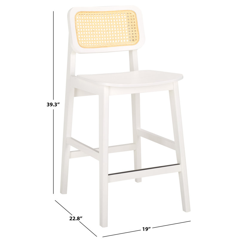 Luz Cane Counter Stool, White/Natural