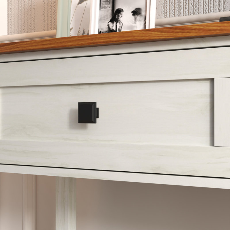 Farmhouse Style Console Table With 2 Drawer And Bottom Storage Shelf For Entryway, Espresso/White