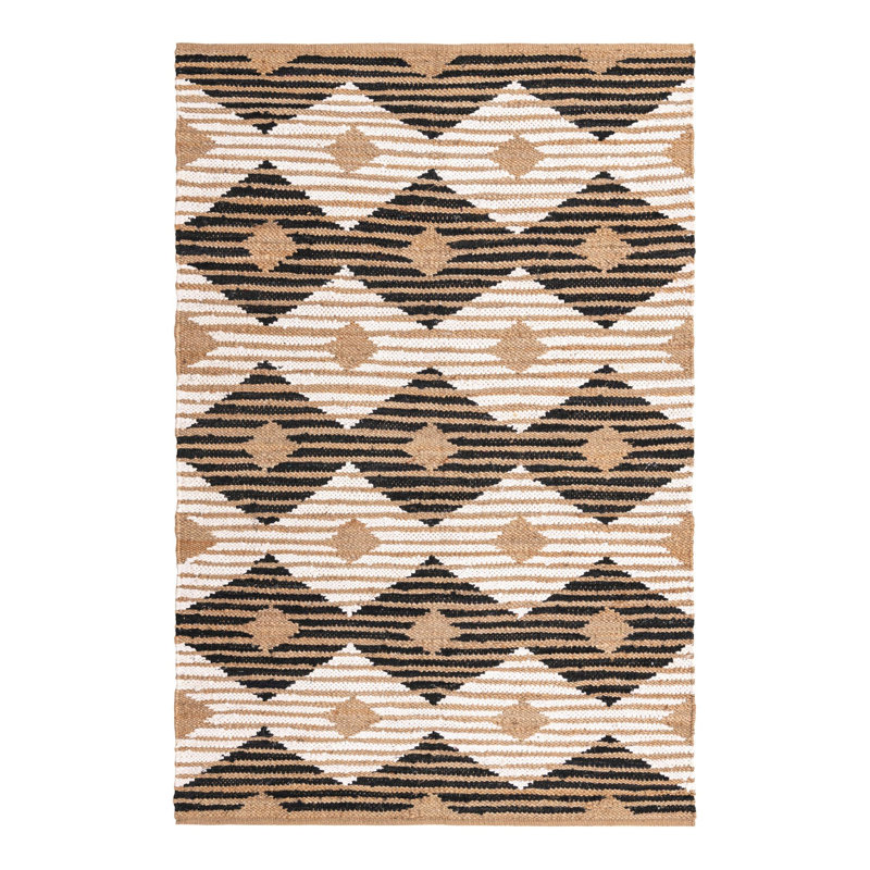 Bonnie-Mae Cotton Geometric Indoor Rug, Rectangle 6'1" x 9'