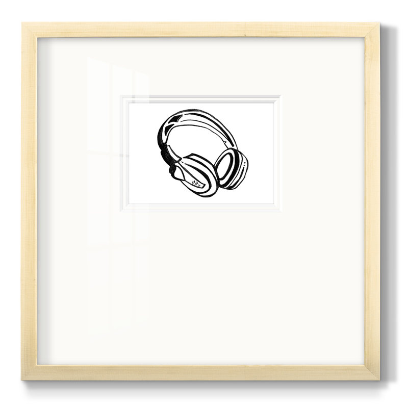 Dyoni " Headphones Sketch " Painting Print, 21" H x 21" W x 1.25" D