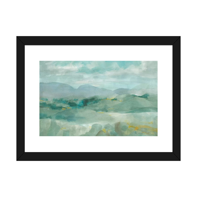 « Green Mountain View » par Danhui nai-impression, H 24 po x l 32 po x P 1 po, Papier encadré noir, Blanc