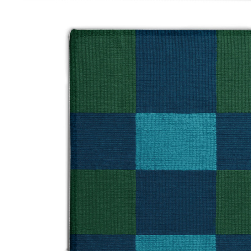 Checkered Green Indoor and Outdoor Area Rug, Rectangle 8' x 10'