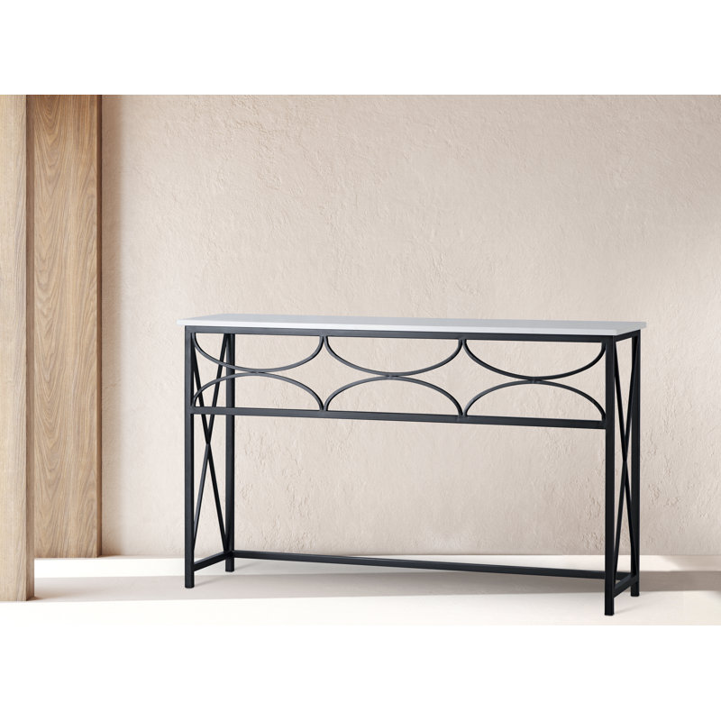 Diamond Console Table, Carrera Marble, Flat Black