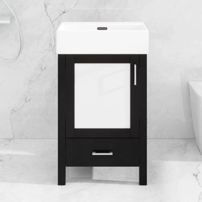 Meuble-lavabo compact de 20 pouces avec lavabo en céramique et beaucoup de rangement