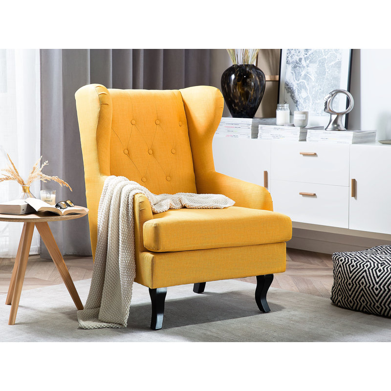 Napoli Upholstered Wingback Chair, Yellow