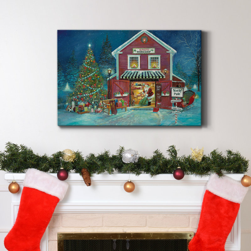 Toile tendue avec châssis de la meilleure qualité du Père Noël, H 60 po x l 40 po x P 1 po