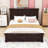 Panel Bed with Headboard and Slats-858236030-858236033