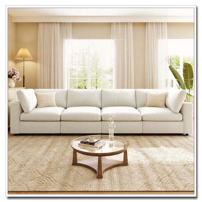 133.5" Upholstered Modular Sofa with Storage Space, USB Charge Ports, Wireless Charging and Built-in Bluetooth Speaker in Arm