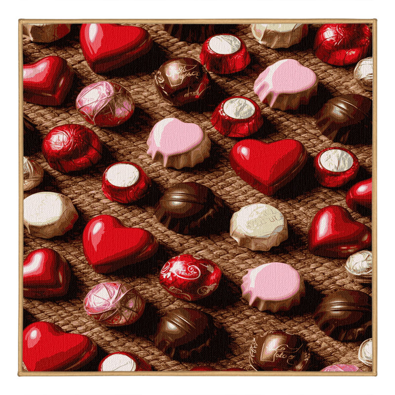  Washable Valentines chocolates Desserts Area Rug, Square 8'