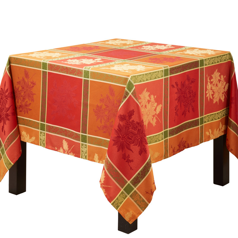 Nappe luxueuse en jacquard avec des feuilles d'automne complexes_Carré