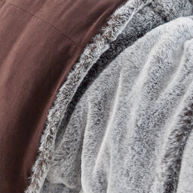Polyester Baffle Box Stitch Comforter Set, Twin Extra Long Comforter + 1 Standard Sham, Brown