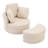 Oversized Swivel Barrel Chairs Round Accent Chair With Storage Ottoman And Removable Headrest-357438236