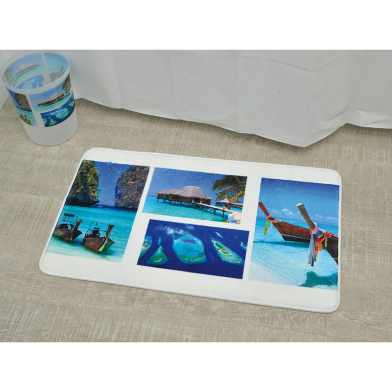 Paradise Blue Microfiber Memory Foam Bath Rug