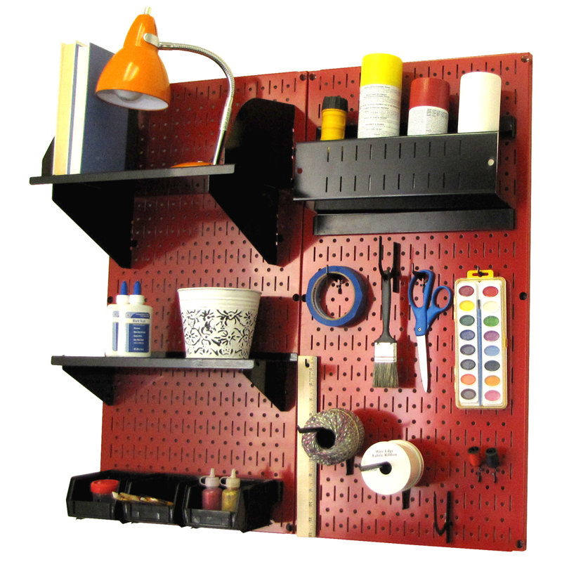 Ensemble de panneaux perforé de rangement pour accessoires de loisirs, Rouge et noir