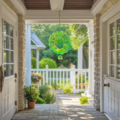 Butterfly Metal Wind Spinners, Gifts for Mom Grandma Wife, 3D Hanging Wind Spinner for Outdoor Indoor Decor, Yard Art, Garden Decoration, 11.8 inch for Ornament, Green TreeofLife, 2 Pack