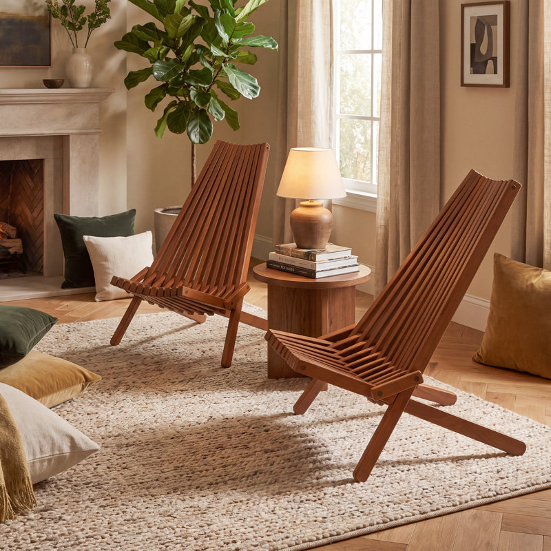 Chaise Adirondack pliante en bois Jahvion Eucalyptus, résistante aux intempéries, sans assemblage, Brun