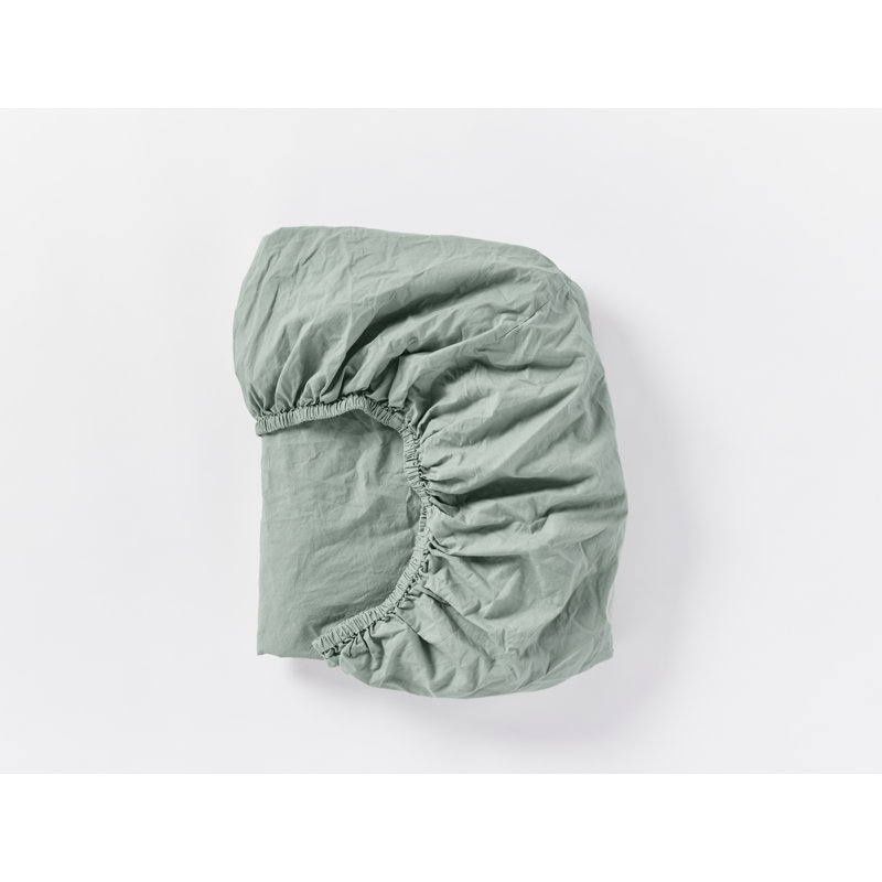Drap-housse en percale froissé biologique, Drap-housse de taille simple, Sauge