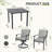 Ivyglow 5-Piece Black Metal Patio Dining Set With Square Table, 2 Swivel Dining Chairs And Gray Cushions-122878455