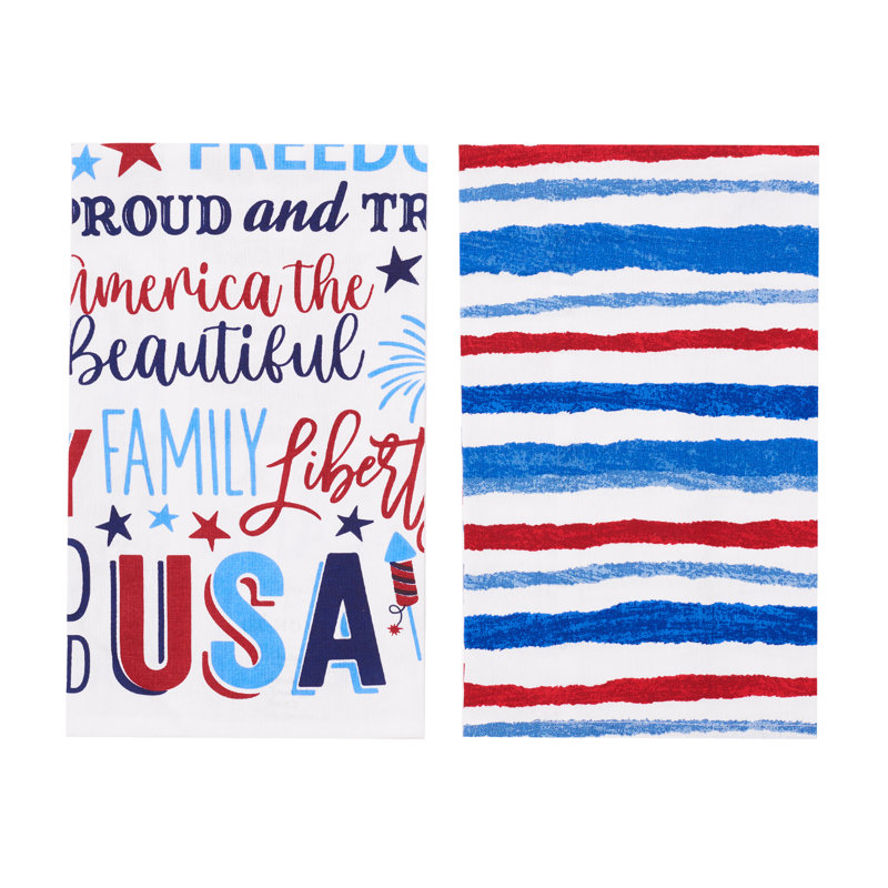 Ensemble de torchons de cuisine 100% coton Patriotic Stripe du 2 au 4 juillet