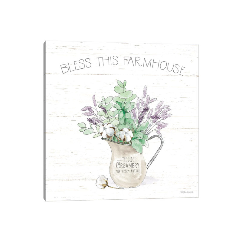 Farmhouse Cotton II Sage 1 Piece Wall Art on Canvas, 45.72cm H x 45.72cm W x 1.91cm D, Wrapped Canvas