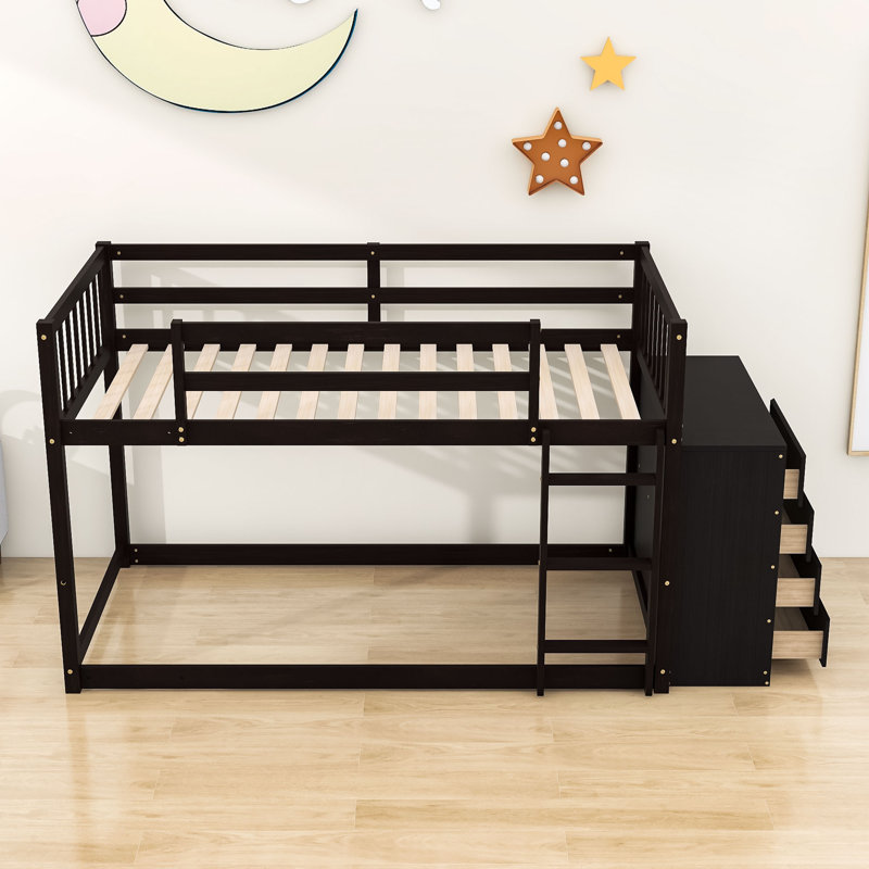 Farschid Kids Bunk Bed with Drawers, Espresso, Twin