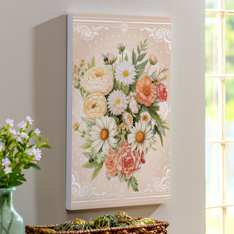 Décoration murale d'intérieur pétale et charrue, floral, L 16 po x H 24 po