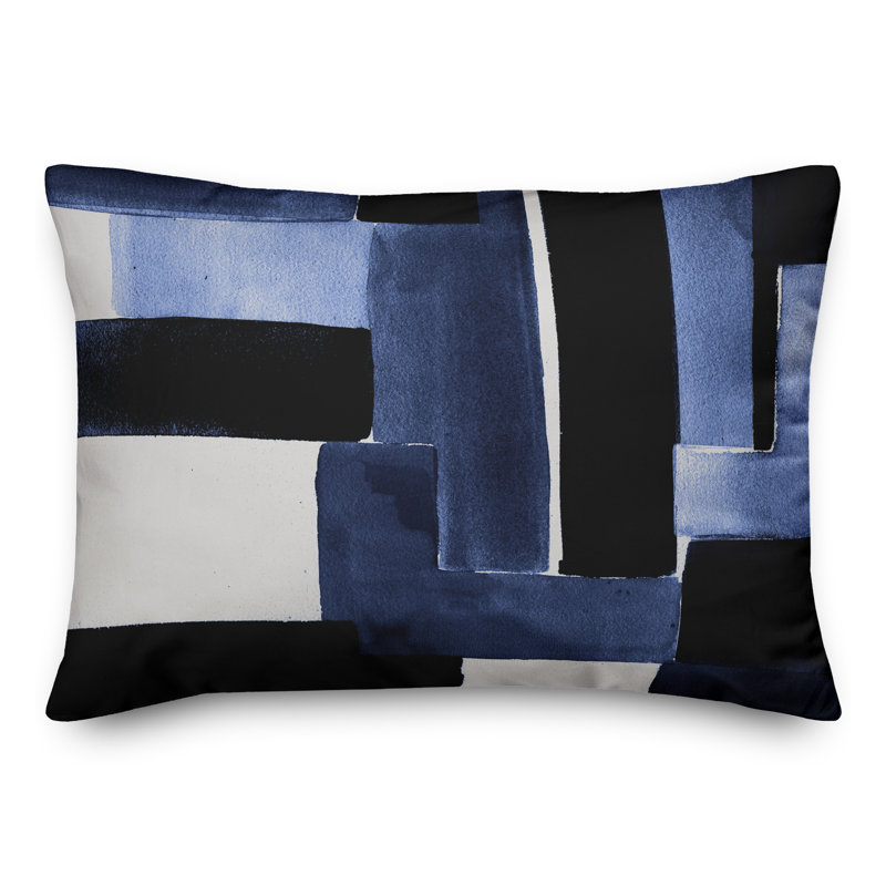 Dulzaides Abstract Outdoor Reversible Throw Pillow, Blue