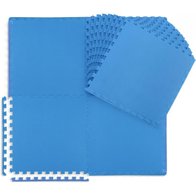 T-Pattern 3/4-Inch Thickness Interlocking Exercise Foam Mats, Extra Thick Eva Foam Flooring Tiles, Gym Fitness Equipment Mat & Home Protective Flooring Cushion, Blue