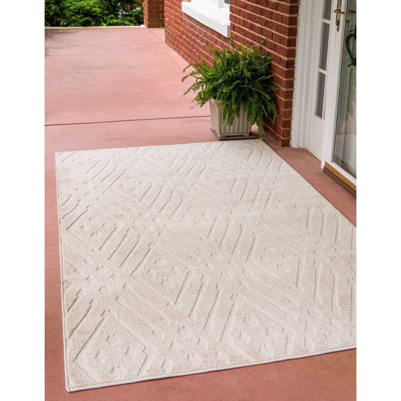Outdoor Claudia Area Rug Sand Color, Rectangle 4' x 6'