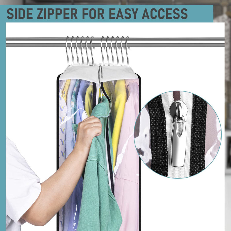 Clear 50" Gusseted Garment Bags with Side Zipper, Set of 3