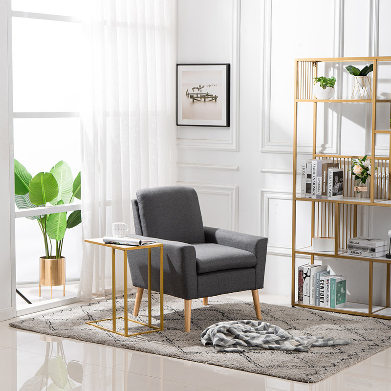 Table de bout en F en faux marbre avec pieds dorés - Table d'appoint minimaliste moderne pour le salon