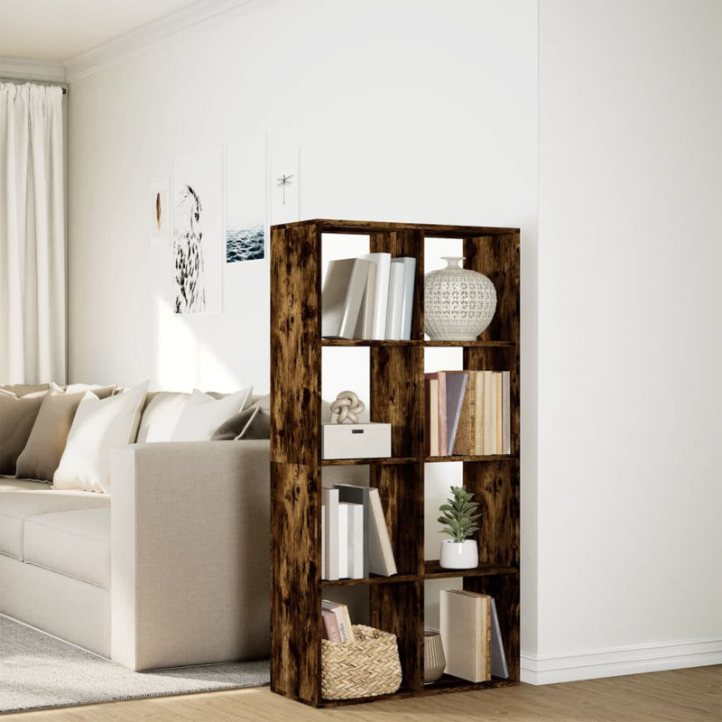 Sazya 69.5cm W Bookcase, (4 Shelves) 137.5cm H x 69.5cm W x 29cm D, Smoked Oak