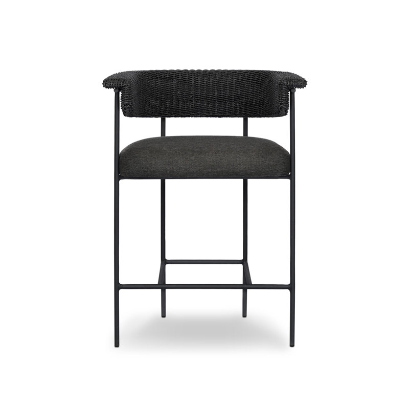 Carrie Outdoor Bar Stool, Black, 26", Black