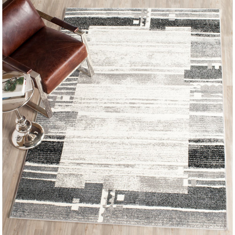 Tapis crème / gris Casey-Marie, Rectangle 8 pi 6 po x 12 pi