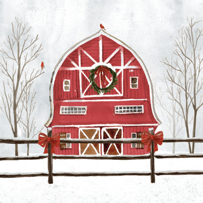 Red Barn - Wrapped Canvas Print